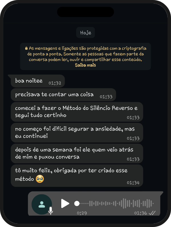 Depoimento real de cliente via WhatsApp