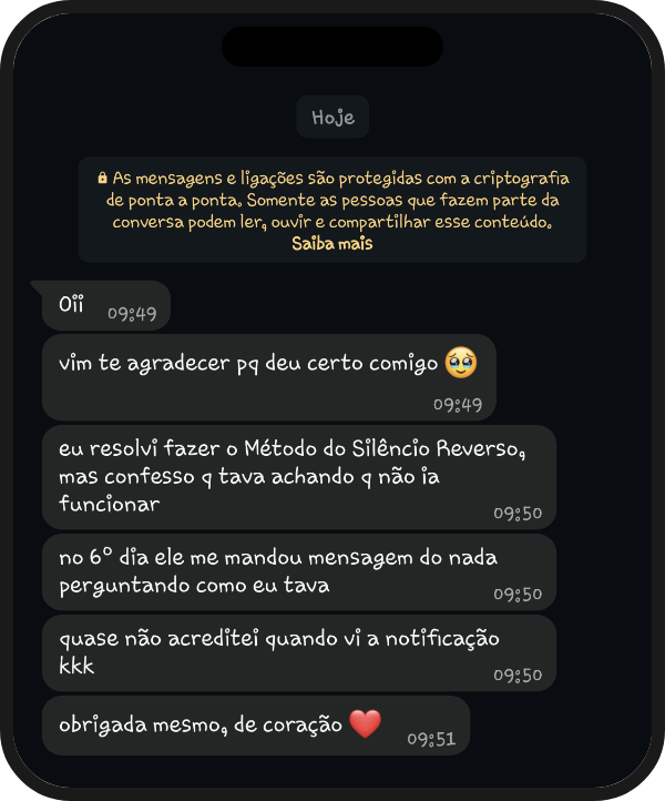 Depoimento real de cliente via WhatsApp