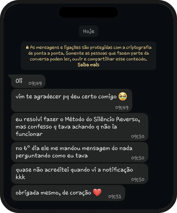 Depoimento real de cliente via WhatsApp